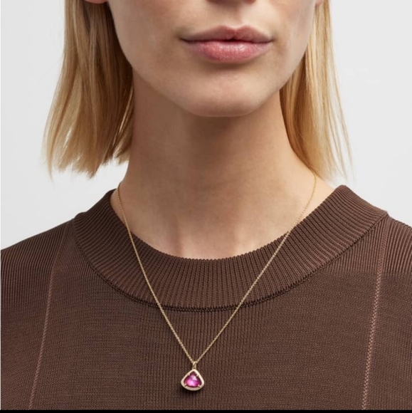 NWT Kendra Scott Kendal Gold Pendant Necklace in Iridescent Orchid Illusion - Picture 3 of 8